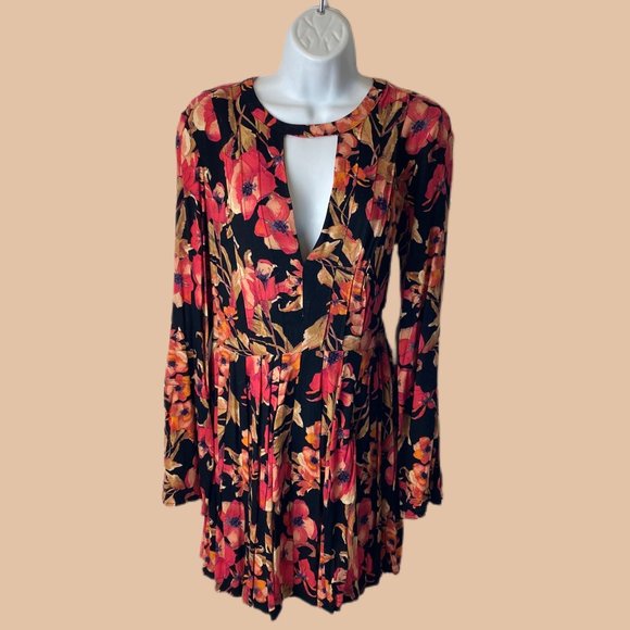 Free People - Tegan Mini Dress - Black Floral - Picture 1 of 7